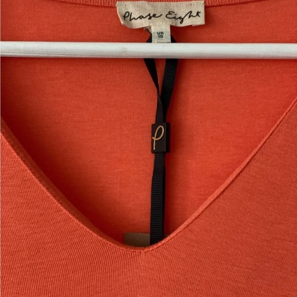Phase Eight Maria V-Neck Top Bright Peach Asymmetric Size 10 - Picture 3 of 3